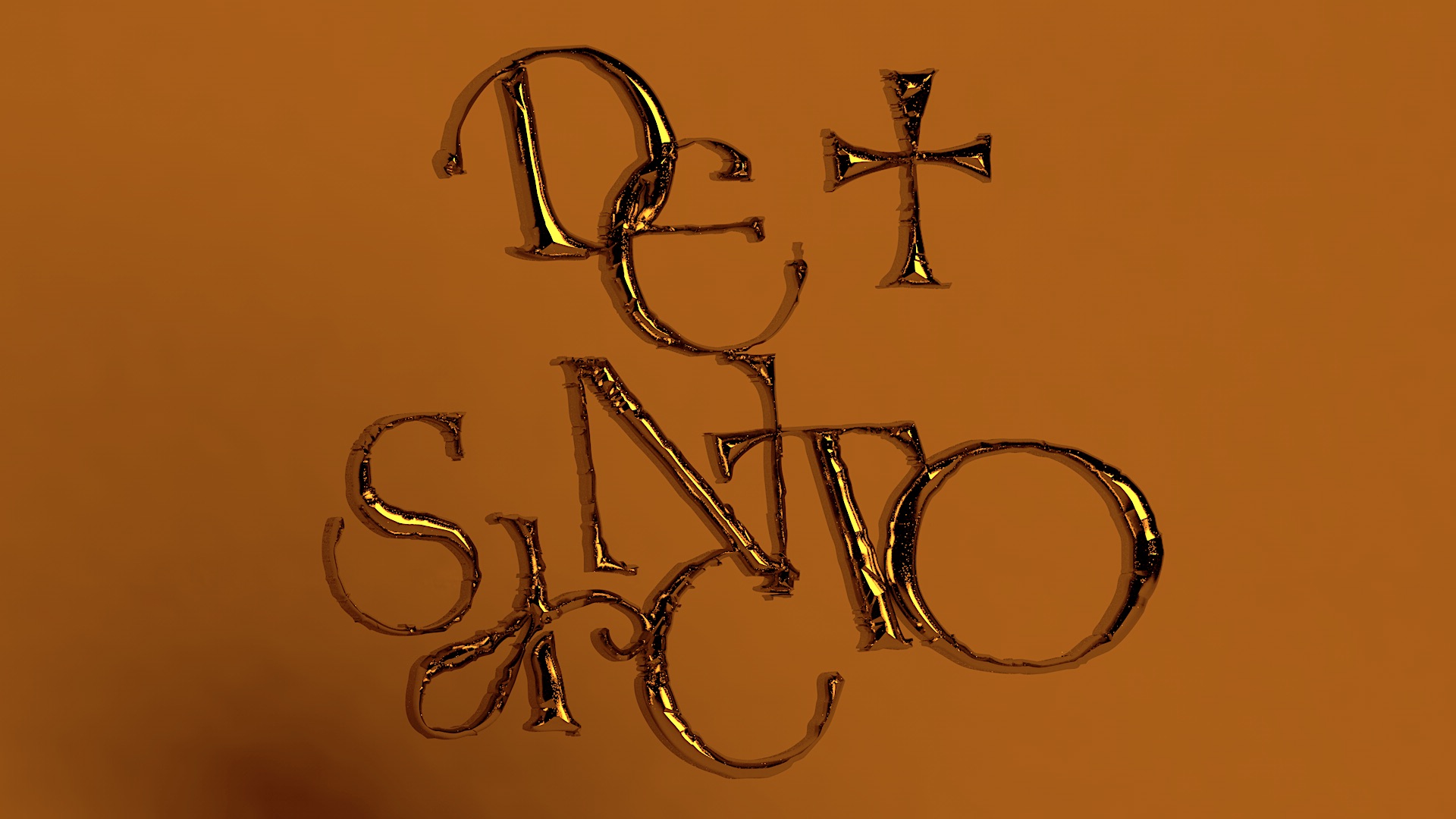 A sample of the 'De Sancto' font as a 3d render.